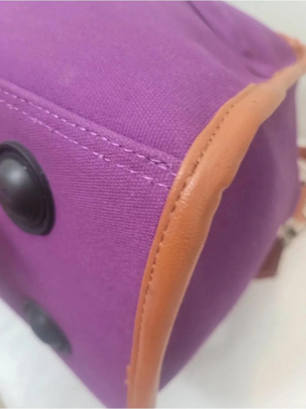 JM New York Purple Travel Weekender Bag with Brown Trim
